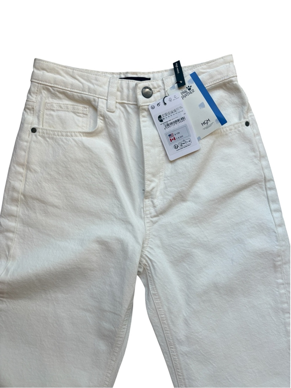 NWT Desigual x Pink Panther White Graphic Straight/Wide Leg Jeans Sz. 6 - Picture 4 of 10